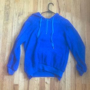 fuzzy blue quarter zip sweater